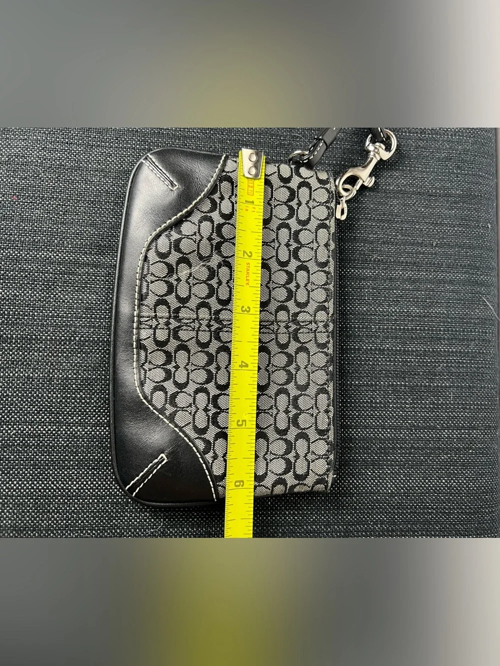 Coach Black and Gray Signature Canvas Wristlet- No Hang Tag